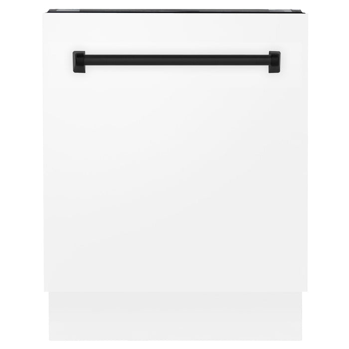 ZLINE 24" Autograph Dishwasher, White Door, Black Handle, DWVZ - WM - 24 - MB - Farmhouse Kitchen and Bath