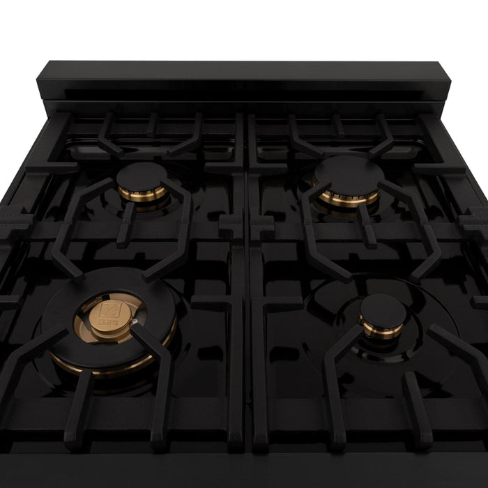 ZLINE 24" Autograph Dual Fuel Range Black Stainless, Bronze RABZ - 24 - CB - Farmhouse Kitchen and Bath