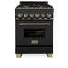 ZLINE 24" Autograph Dual Fuel Range Black Stainless, Bronze RABZ - 24 - CB - Farmhouse Kitchen and Bath