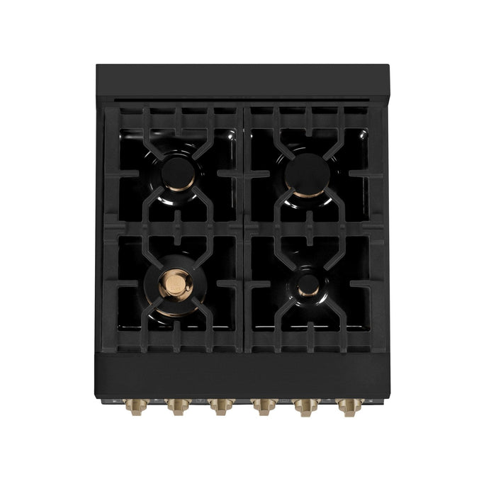 ZLINE 24" Autograph Dual Fuel Range Black Stainless, Bronze RABZ - 24 - CB - Farmhouse Kitchen and Bath