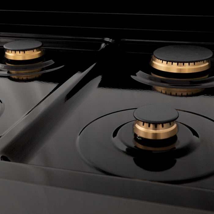 ZLINE 24" Autograph Dual Fuel Range Black Stainless, Bronze RABZ - 24 - CB - Farmhouse Kitchen and Bath