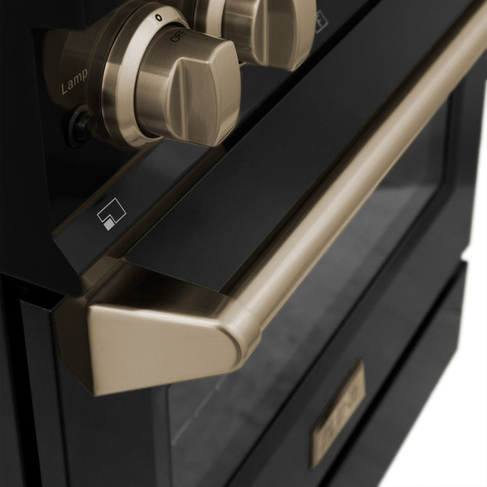 ZLINE 24" Autograph Dual Fuel Range Black Stainless, Bronze RABZ - 24 - CB - Farmhouse Kitchen and Bath