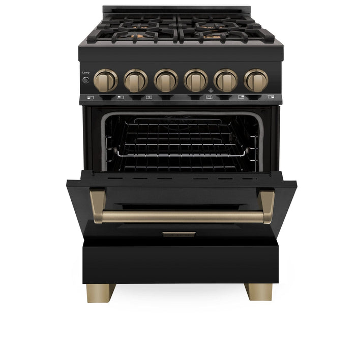 ZLINE 24" Autograph Dual Fuel Range, Black Stainless, RABZ - 24 - CB - Farmhouse Kitchen and Bath