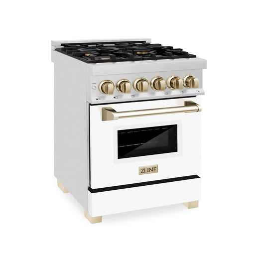 ZLINE 24" Autograph Dual Fuel Range, White Door, RAZ - WM - 24 - G - Farmhouse Kitchen and Bath