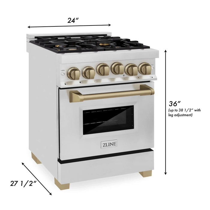 ZLINE 24" Autograph Edition, Gas Range, White Door, RGZ - 24 - CB - Farmhouse Kitchen and Bath