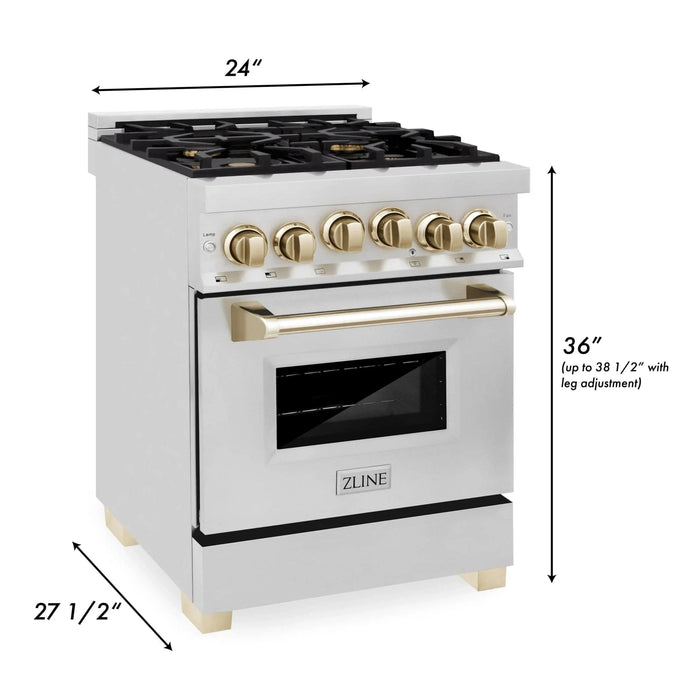 ZLINE 24" Autograph Edition, Gas Range, White Door, RGZ - 24 - G - Farmhouse Kitchen and Bath