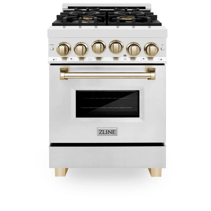 ZLINE 24" Autograph Edition, Gas Range, White Door, RGZ - 24 - G - Farmhouse Kitchen and Bath
