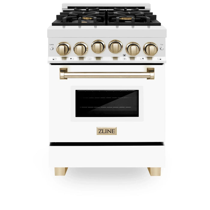 ZLINE 24" Autograph Edition, Gas Range, White Door, RGZ - WM - 24 - G - Farmhouse Kitchen and Bath