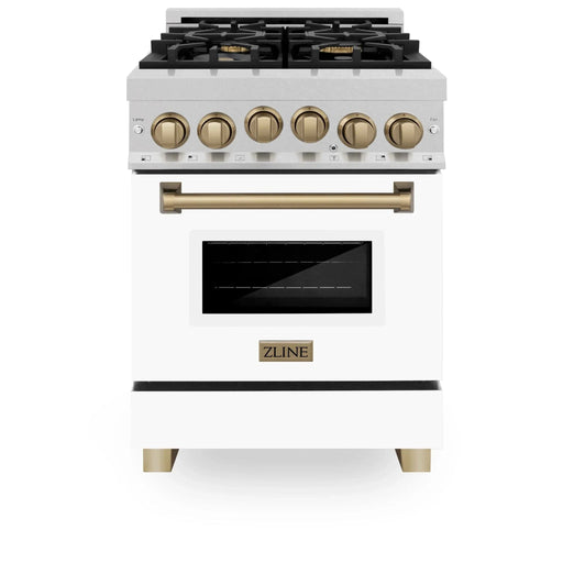 ZLINE 24" Autograph Gas Range, DuraSnow, White Door, RGSZ - WM - 24 - CB - Farmhouse Kitchen and Bath