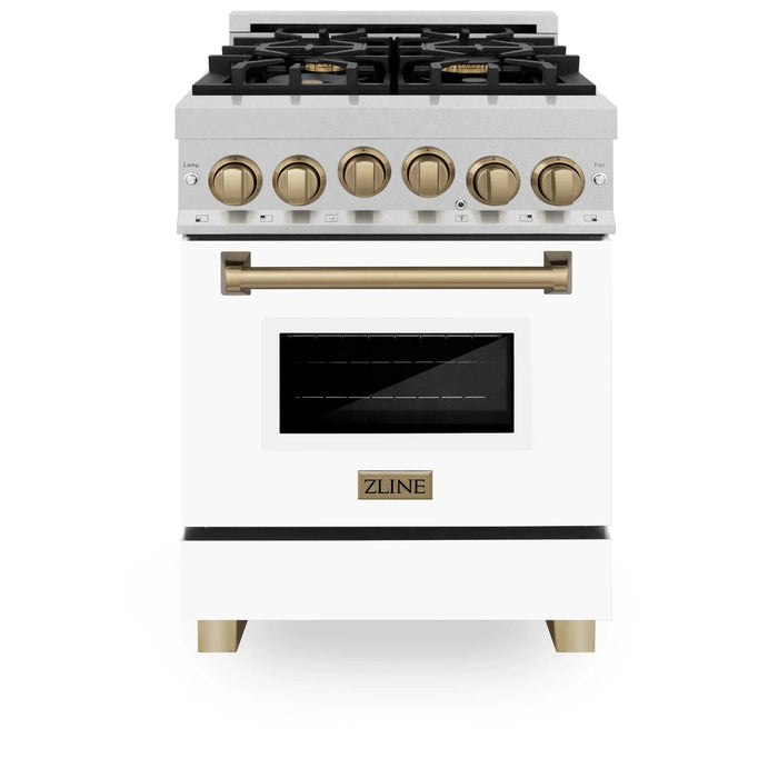 ZLINE 24" Autograph Gas Range, DuraSnow, White Door, RGSZ - WM - 24 - CB - Farmhouse Kitchen and Bath
