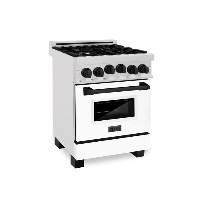 ZLINE 24" Autograph Gas Range, DuraSnow, White Door, RGSZ - WM - 24 - MB - Farmhouse Kitchen and Bath
