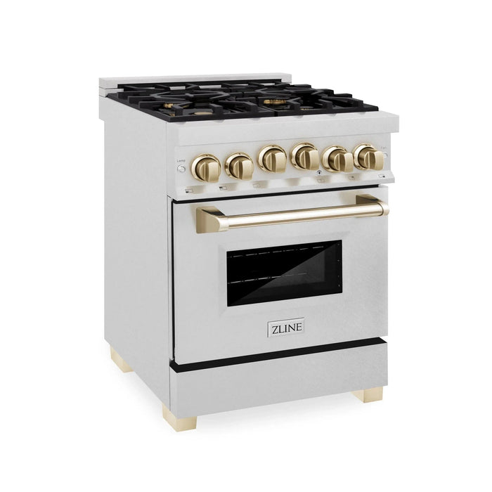 ZLINE 24" Autograph Gas Range Gas, DuraSnow, RGSZ - SN - 24 - G - Farmhouse Kitchen and Bath