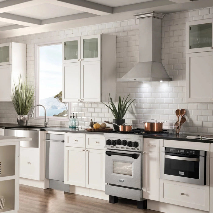 ZLINE 24" Autograph Gas Range Gas, DuraSnow, RGSZ - SN - 24 - MB - Farmhouse Kitchen and Bath