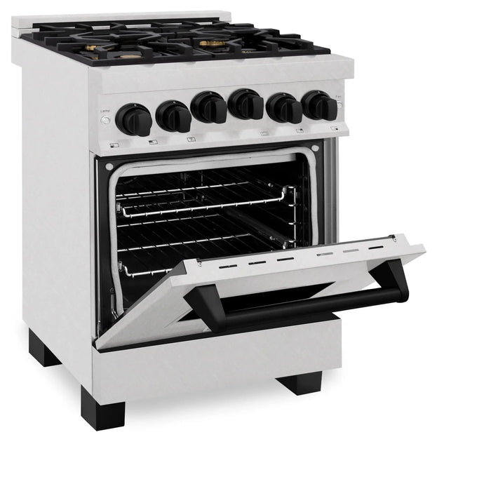 ZLINE 24" Autograph Gas Range Gas, DuraSnow, RGSZ - SN - 24 - MB - Farmhouse Kitchen and Bath