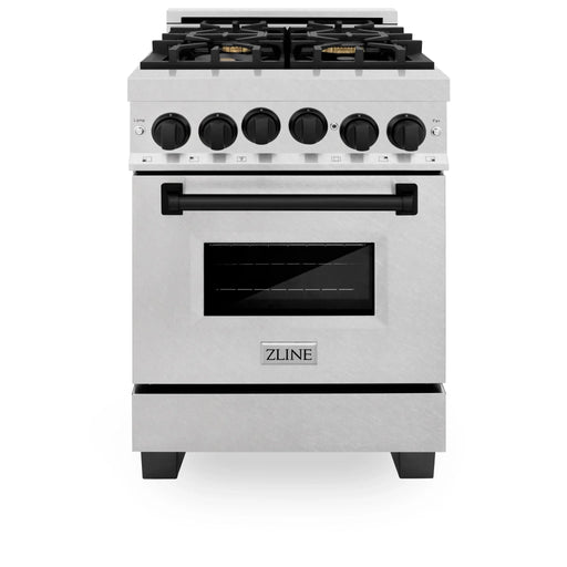 ZLINE 24" Autograph Gas Range Gas, DuraSnow, RGSZ - SN - 24 - MB - Farmhouse Kitchen and Bath