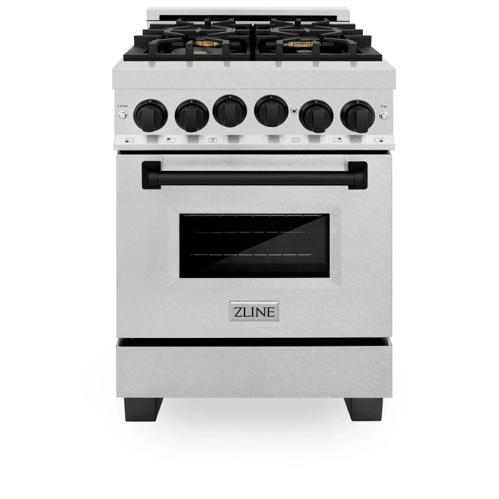 ZLINE 24" Autograph Gas Range Gas, DuraSnow, RGSZ - SN - 24 - MB - Farmhouse Kitchen and Bath