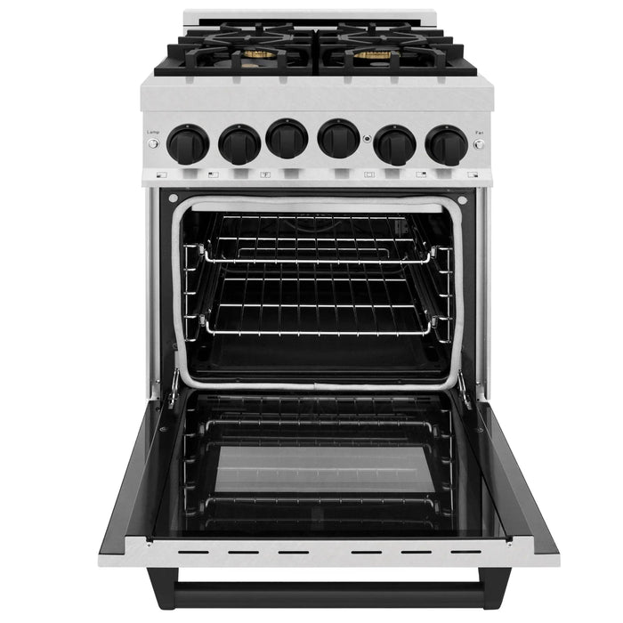 ZLINE 24" Autograph Gas Range Gas, DuraSnow, RGSZ - SN - 24 - MB - Farmhouse Kitchen and Bath