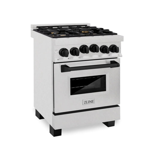 ZLINE 24" Autograph Gas Range Gas, DuraSnow, RGSZ - SN - 24 - MB - Farmhouse Kitchen and Bath