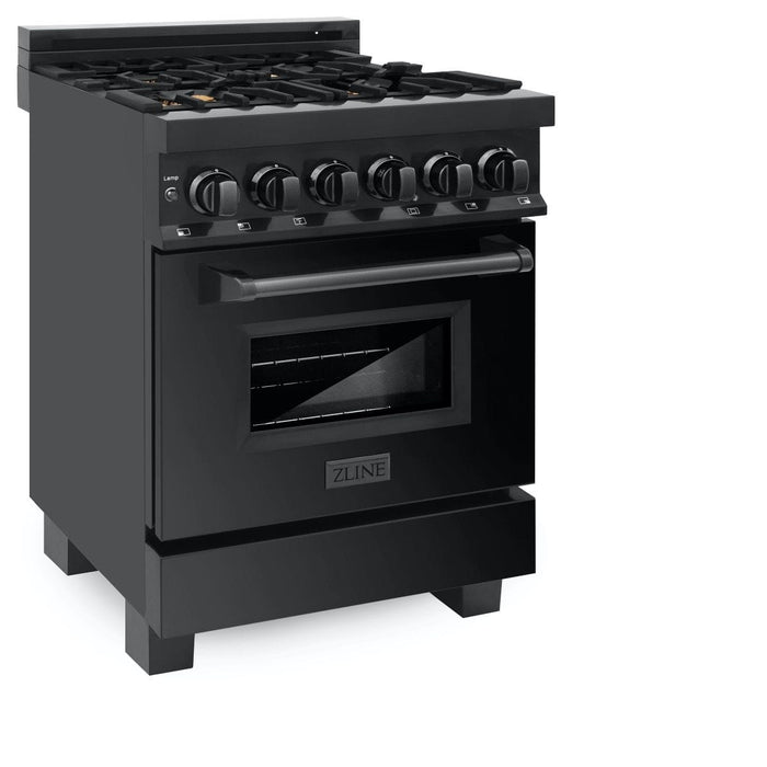 ZLINE 24" Black Stainless, Gas Brass Burner, Electric Range, RAB - BR - 24 - Farmhouse Kitchen and Bath