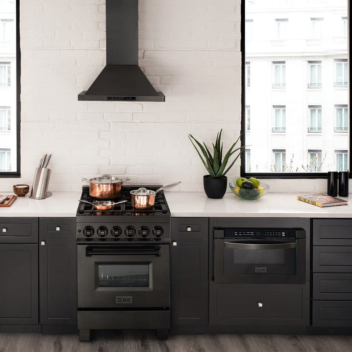 ZLINE 24" Black Stainless, Gas Brass Burner, Electric Range, RAB - BR - 24 - Farmhouse Kitchen and Bath