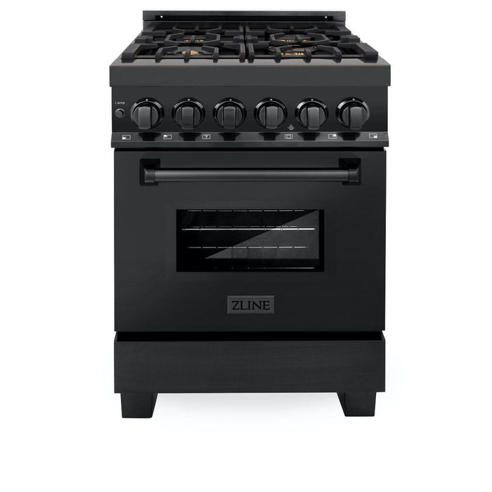 ZLINE 24" Black Stainless, Gas Brass Burner, Electric Range, RAB - BR - 24 - Farmhouse Kitchen and Bath