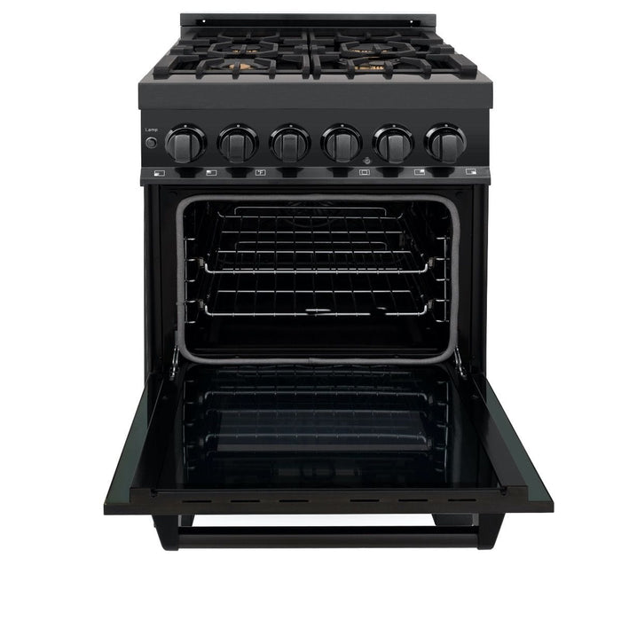 ZLINE 24" Black Stainless, Gas Brass Burner, Electric Range, RAB - BR - 24 - Farmhouse Kitchen and Bath