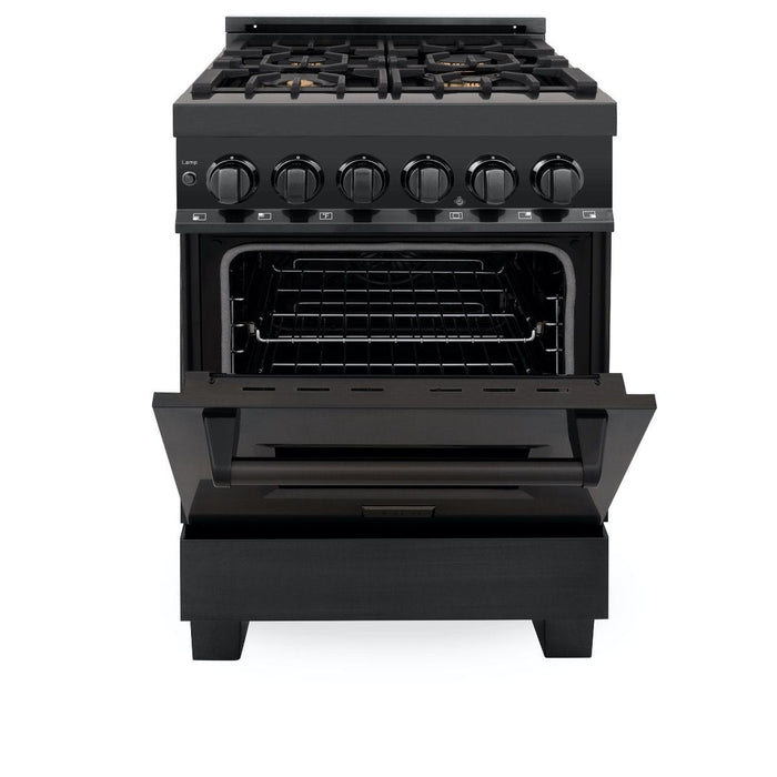 ZLINE 24" Black Stainless, Gas Brass Burner, Electric Range, RAB - BR - 24 - Farmhouse Kitchen and Bath