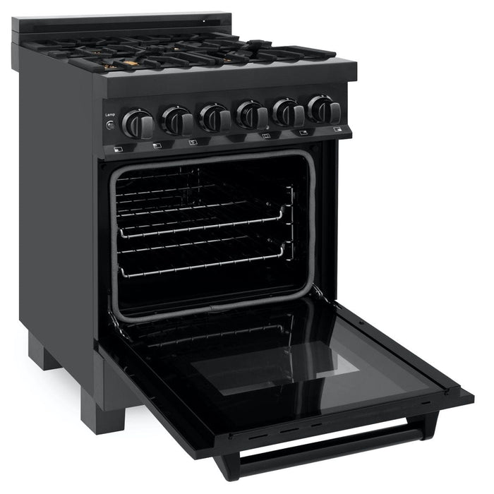 ZLINE 24" Black Stainless, Gas Brass Burner, Electric Range, RAB - BR - 24 - Farmhouse Kitchen and Bath