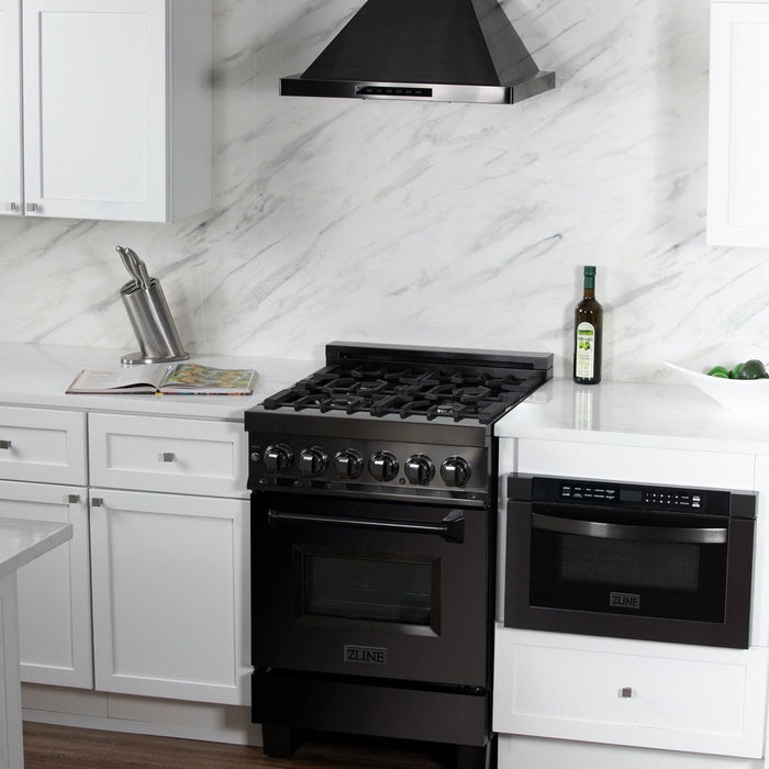 ZLINE 24" Black Stainless, Gas Burner, Electric Oven Range, RAB - 24 - Farmhouse Kitchen and Bath