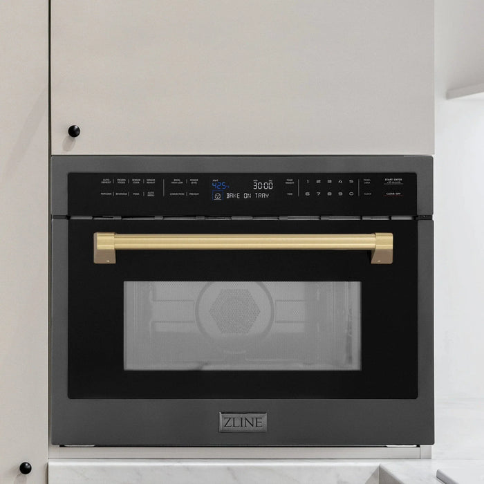 ZLINE 24" Convection Microwave, Black Stainless, Bronze MWOZ - 24 - BS - CB - Farmhouse Kitchen and Bath