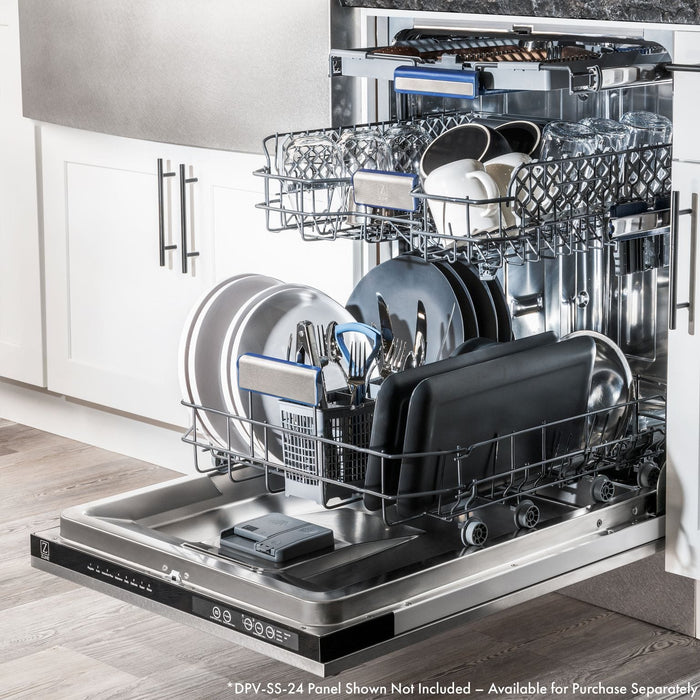 ZLINE 24" Dishwasher, Custom Panel Ready, Stainless Tub, 3rd Rack, DWV - 24 - Farmhouse Kitchen and Bath