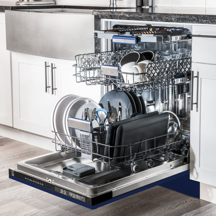 ZLINE 24" Dishwasher in Blue gloss panel, Stainless Tub, DWV - BG - 24 - Farmhouse Kitchen and Bath