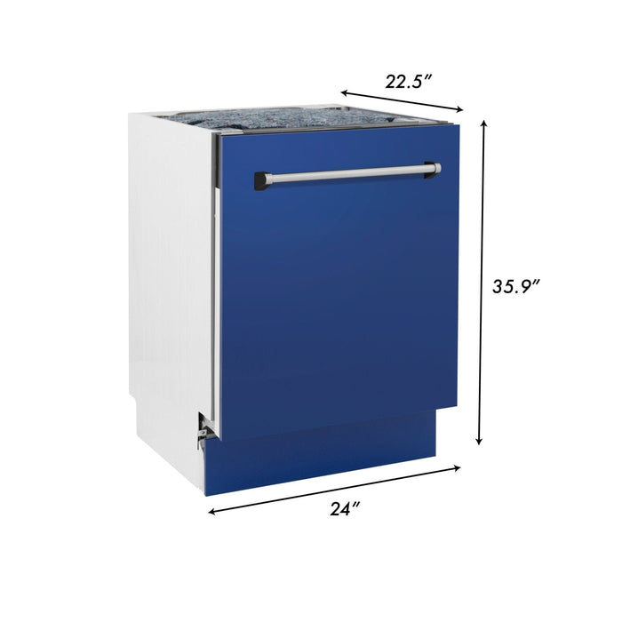 ZLINE 24" Dishwasher in Blue Matte panel, Stainless Tub, DWV - BM - 24 - Farmhouse Kitchen and Bath