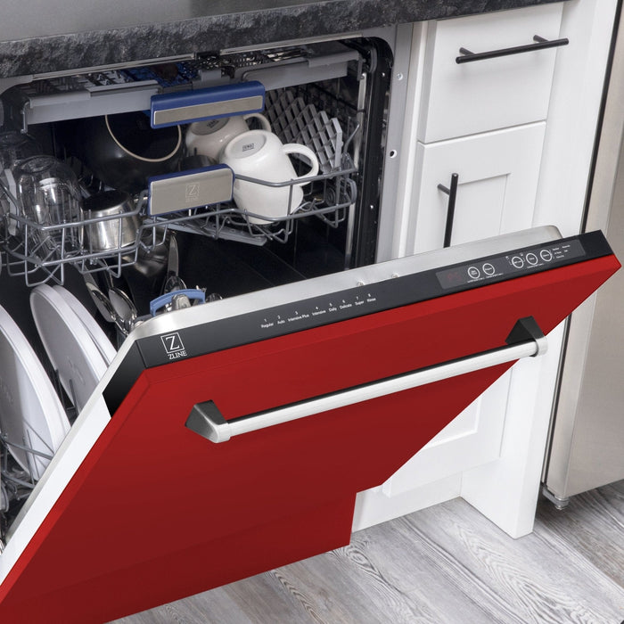 ZLINE 24" Dishwasher in Red Matt panel, Stainless Tub, DWV - RM - 24 - Farmhouse Kitchen and Bath