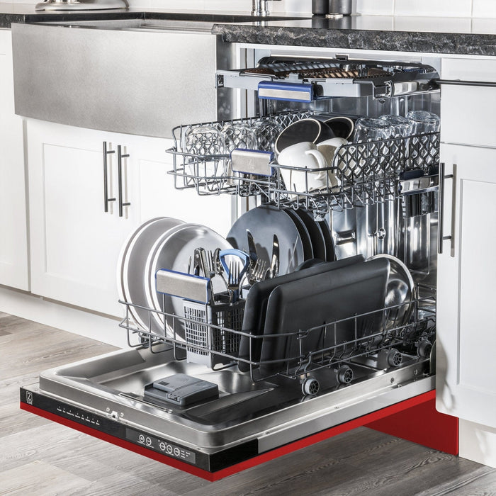 ZLINE 24" Dishwasher in Red Matt panel, Stainless Tub, DWV - RM - 24 - Farmhouse Kitchen and Bath