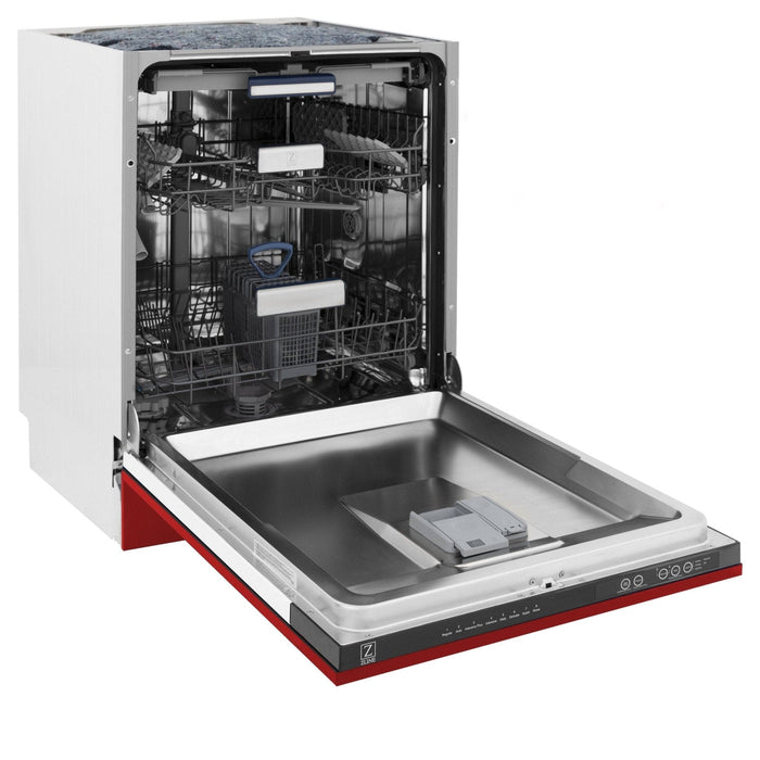 ZLINE 24" Dishwasher in Red Matt panel, Stainless Tub, DWV - RM - 24 - Farmhouse Kitchen and Bath