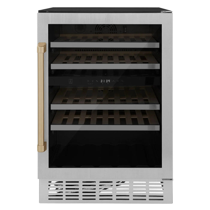 ZLINE 24" Dual Zone 44 - Bottle Wine Cooler in Stainless Steel with Wood Shelf RWV - UD - 24 - Farmhouse Kitchen and Bath