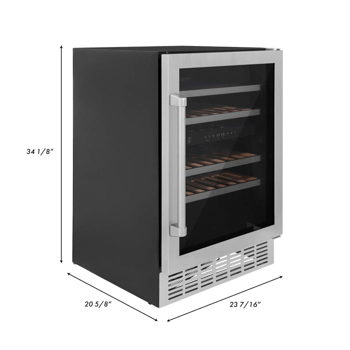 ZLINE 24" Dual Zone 44 - Bottle Wine Cooler in Stainless Steel with Wood Shelf RWV - UD - 24 - Farmhouse Kitchen and Bath