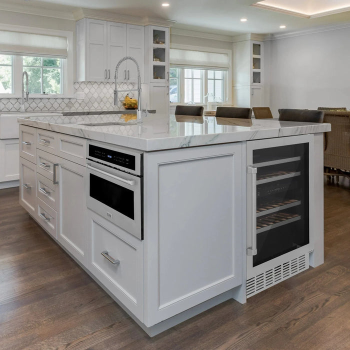 ZLINE 24" Dual Zone 44 - Bottle Wine Cooler in Stainless Steel with Wood Shelf RWV - UD - 24 - Farmhouse Kitchen and Bath