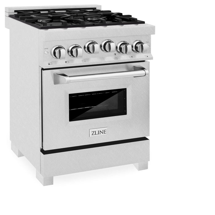 ZLINE 24" Gas On Gas Range In DuraSnow, Stainless Steel, RGS - SN - 24 - Farmhouse Kitchen and Bath