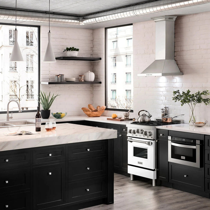 ZLINE 24" Gas on Gas Range in Stainless, White Matte Door, RG - WM - 24 - Farmhouse Kitchen and Bath