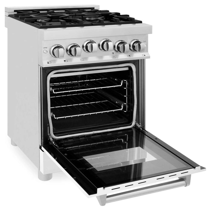ZLINE 24" Gas on Gas Range in Stainless, White Matte Door, RG - WM - 24 - Farmhouse Kitchen and Bath