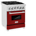 ZLINE 24" Gas Range, DuraSnow Stainless, Red Gloss Door, RGS - RG - 24 - Farmhouse Kitchen and Bath