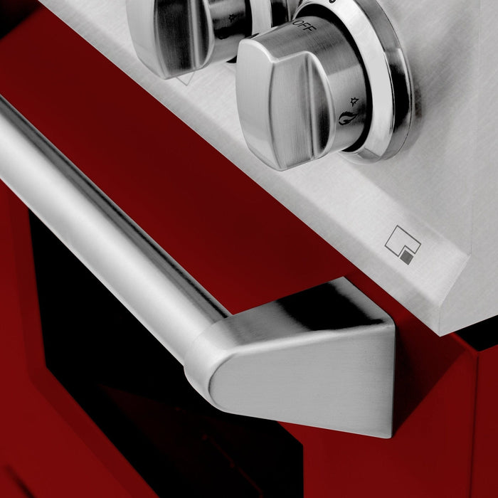ZLINE 24" Gas Range, DuraSnow Stainless, Red Gloss Door, RGS - RG - 24 - Farmhouse Kitchen and Bath