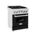 ZLINE 24" Gas Range, DuraSnow, Stainless Steel, Black Door, RGS - BLM - 24 - Farmhouse Kitchen and Bath