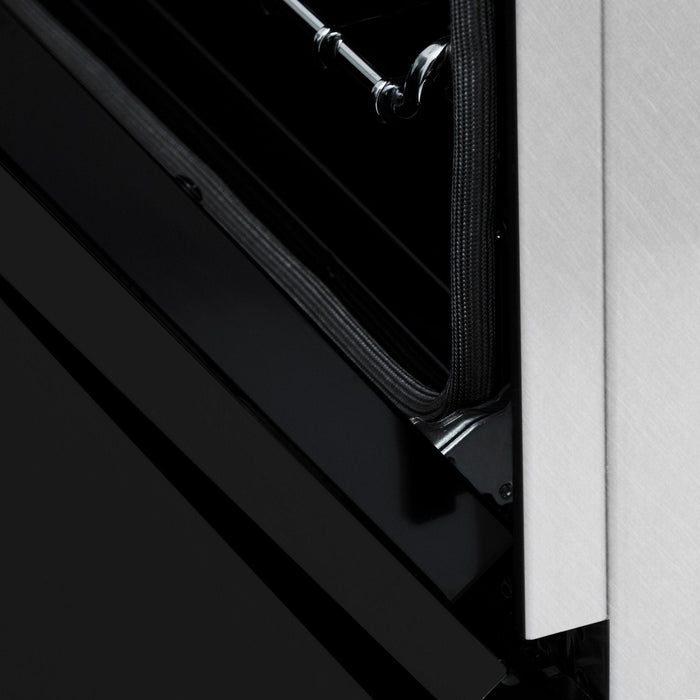 ZLINE 24" Gas Range, DuraSnow, Stainless Steel, Black Door, RGS - BLM - 24 - Farmhouse Kitchen and Bath