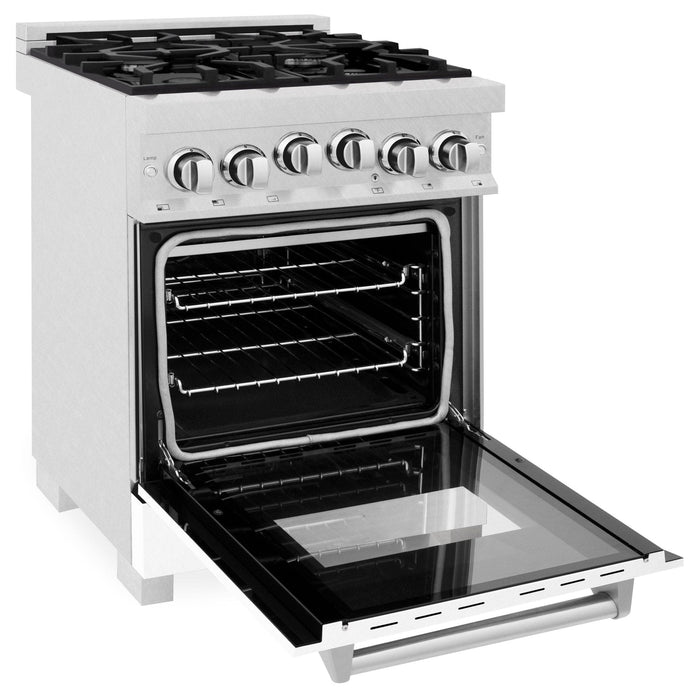 ZLINE 24" Gas Range, DuraSnow Stainless, White Matt Door, RGS - WM - 24 - Farmhouse Kitchen and Bath