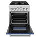 ZLINE 24" Gas Range In DuraSnow, Stainless, Blue Gloss Door, RGS - BM - 24 - Farmhouse Kitchen and Bath