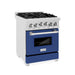 ZLINE 24" Gas Range In DuraSnow, Stainless, Blue Gloss Door, RGS - BM - 24 - Farmhouse Kitchen and Bath