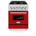 ZLINE 24" Gas Range In DuraSnow Stainless Steel, Red Matt, RGS - RM - 24 - Farmhouse Kitchen and Bath